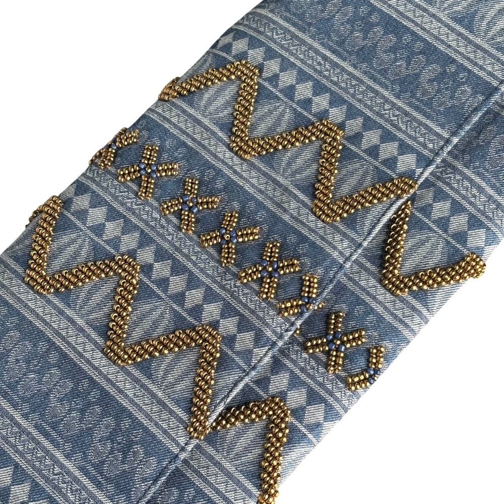 Roberta Roller Rabbit Blue and Gold Patterned Clutch